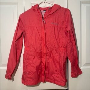 Columbia Pink/Salmon Raincoat Lightweight Water-Resistant Hooded